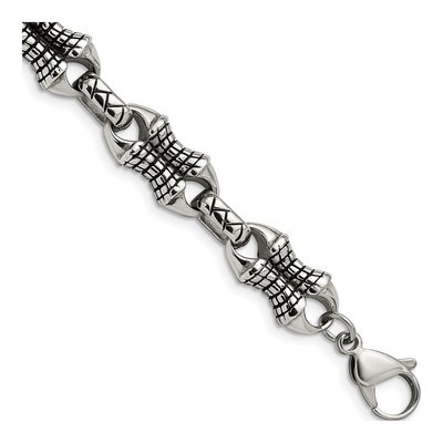 Stainless Steel Patterned Link Bracelet