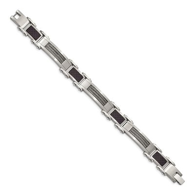Stainless Steel Carbon Fiber Link Bracelet – view 4