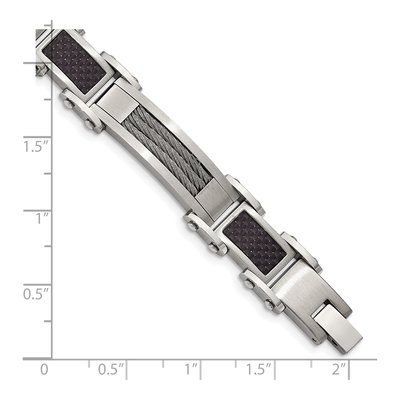 Stainless Steel Carbon Fiber Link Bracelet – view 6
