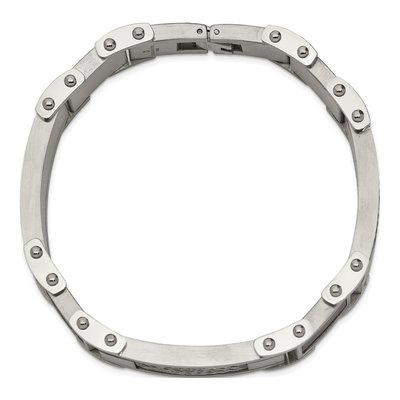Stainless Steel Carbon Fiber Link Bracelet – view 7