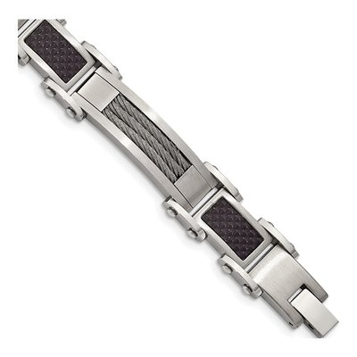 Stainless Steel Carbon Fiber Link Bracelet