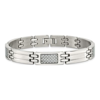 Stainless Steel Carbon Fiber Link Bracelet – view 5