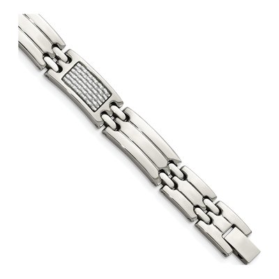 Stainless Steel Carbon Fiber Link Bracelet