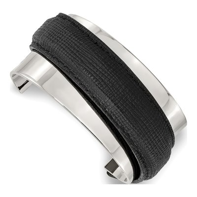 Stainless Steel Leather Cuff Bracelet