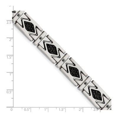 Black Stainless Steel CZ Leather Bracelet – view 6