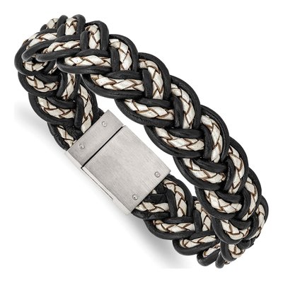 Stainless Steel Woven Leather Bracelet