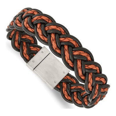Stainless Steel Woven Leather Bracelet