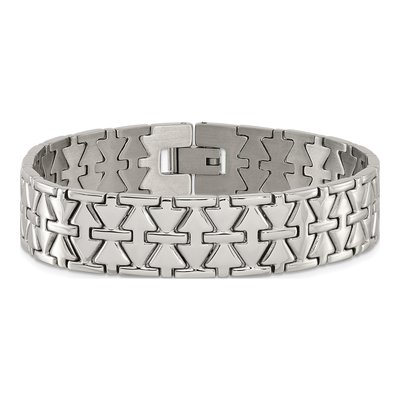 Stainless Steel 15mm Fancy Link Chain Bracelet – view 4