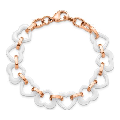 Stainless Steel IP Ceramic Heart Bracelet – view 5