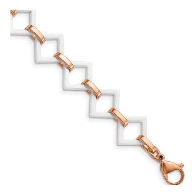 Stainless Steel 15mm IP Ceramic Open Fancy Link Chain Bracelet