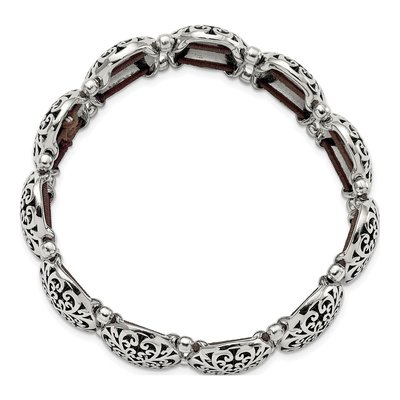 Stainless Steel Antiqued Oval Stretch Bracelet – view 3