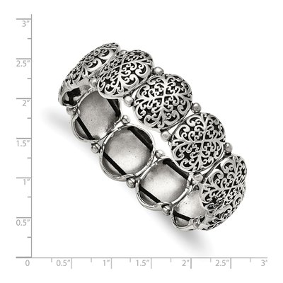 Stainless Steel Antiqued Oval Stretch Bracelet – view 4