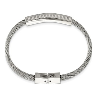 Stainless Steel CZ Wire ID Bracelet – view 3