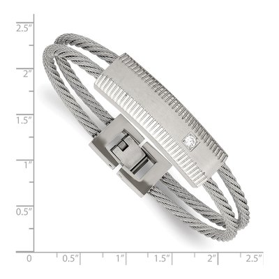 Stainless Steel CZ Wire ID Bracelet – view 4