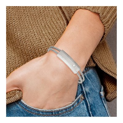 Stainless Steel CZ Wire ID Bracelet – view 5