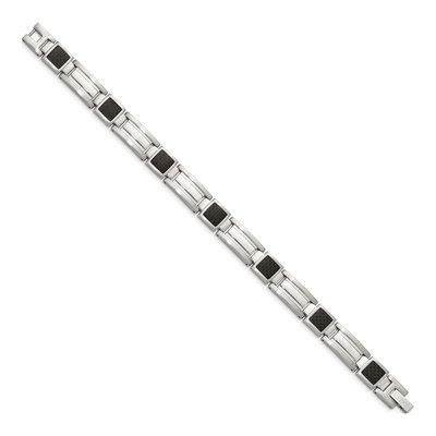 Stainless Steel Carbon Fiber Link Bracelet – view 4