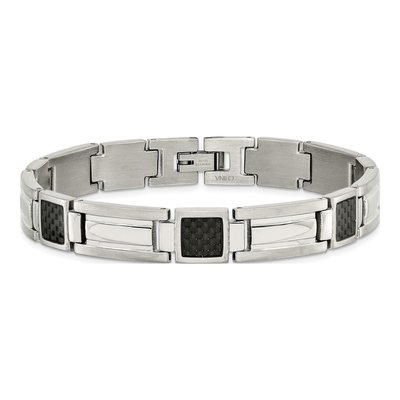 Stainless Steel Carbon Fiber Link Bracelet – view 5