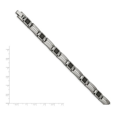 Stainless Steel Carbon Fiber Link Bracelet – view 6