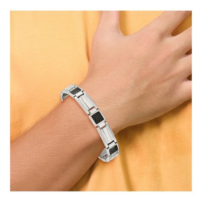 Stainless Steel Carbon Fiber Link Bracelet – view 7