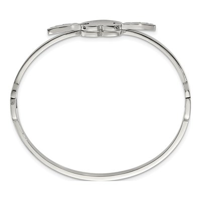 Stainless Steel LOVE Heart Wings Bangle Bracelet – view 3