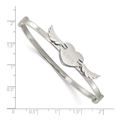 Stainless Steel LOVE Heart Wings Bangle Bracelet – view 4