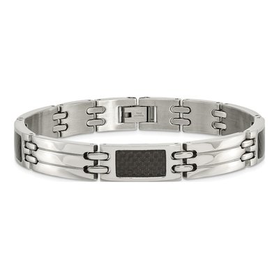 Stainless Steel Carbon Fiber Link Bracelet – view 5