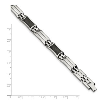 Stainless Steel Carbon Fiber Link Bracelet – view 6
