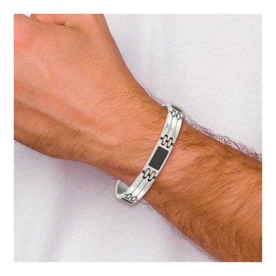 Stainless Steel Carbon Fiber Link Bracelet – view 7