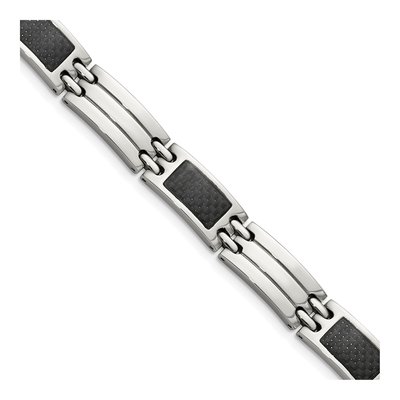 Stainless Steel Carbon Fiber Link Bracelet