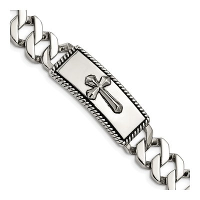 Stainless Steel Cross ID Bracelet
