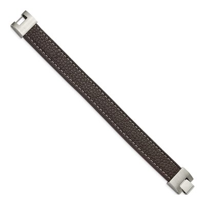 Stainless Steel Brown Leather Bracelet – view 3