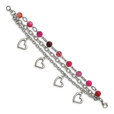 Stainless Steel Agate Heart Bracelet – view 3