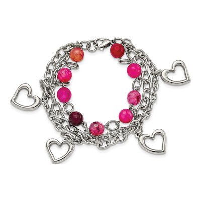 Stainless Steel Agate Heart Bracelet – view 4