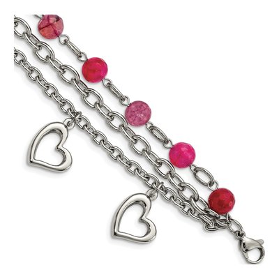 Stainless Steel Agate Heart Bracelet