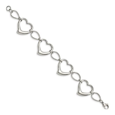 Stainless Steel Heart Link Bracelet – view 4