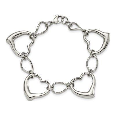 Stainless Steel Heart Link Bracelet – view 5