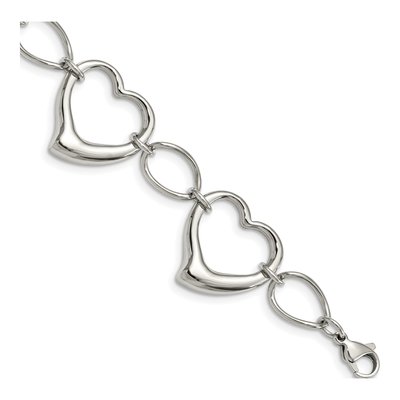 Stainless Steel Heart Link Bracelet