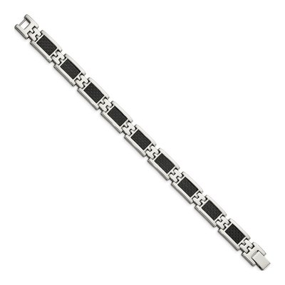 Stainless Steel Carbon Fiber Link Bracelet – view 4