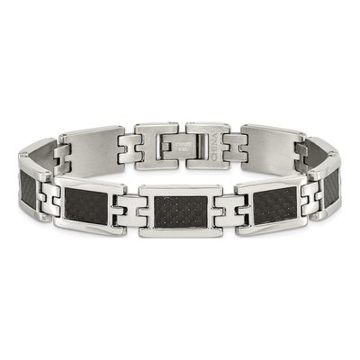 Stainless Steel Carbon Fiber Link Bracelet – view 5