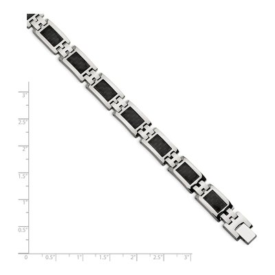Stainless Steel Carbon Fiber Link Bracelet – view 6