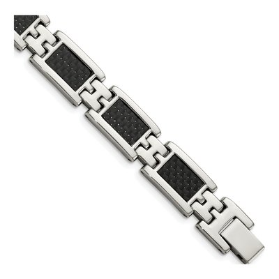 Stainless Steel Carbon Fiber Link Bracelet