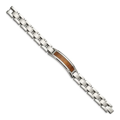 Stainless Steel Koa Wood ID Bracelet – view 4