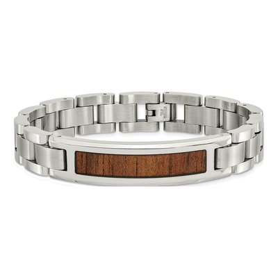 Stainless Steel Koa Wood ID Bracelet – view 5
