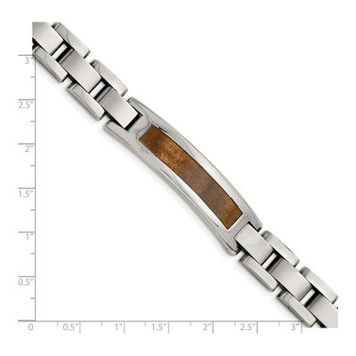 Stainless Steel Koa Wood ID Bracelet – view 6