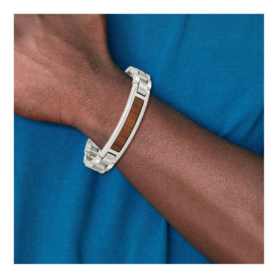Stainless Steel Koa Wood ID Bracelet – view 7