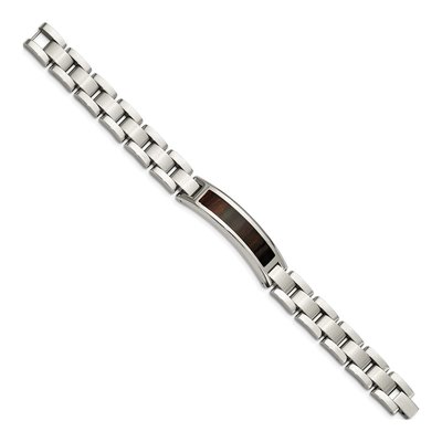 Stainless Steel Black Koa Wood ID Bracelet – view 4