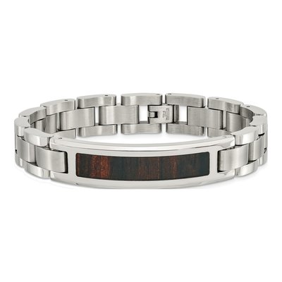 Stainless Steel Black Koa Wood ID Bracelet – view 5
