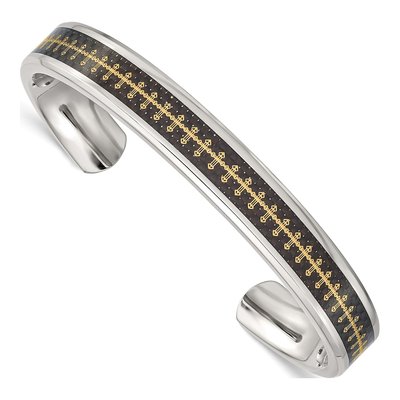 Stainless Steel IP Cross Cuff Bracelet