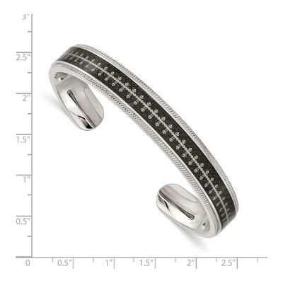 Stainless Steel Black Carbon Fiber Cross Cuff Bracelet – view 4