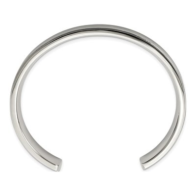 Stainless Steel Ridged Cuff Bracelet – view 4